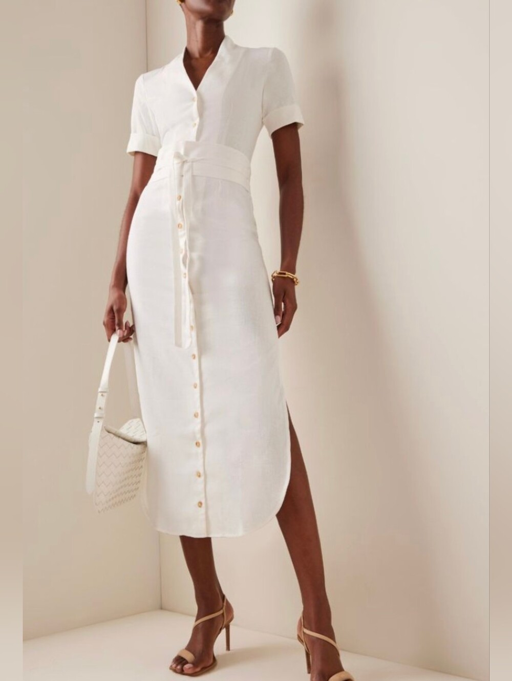 USISI SISTER Tosca linen belted midi dress